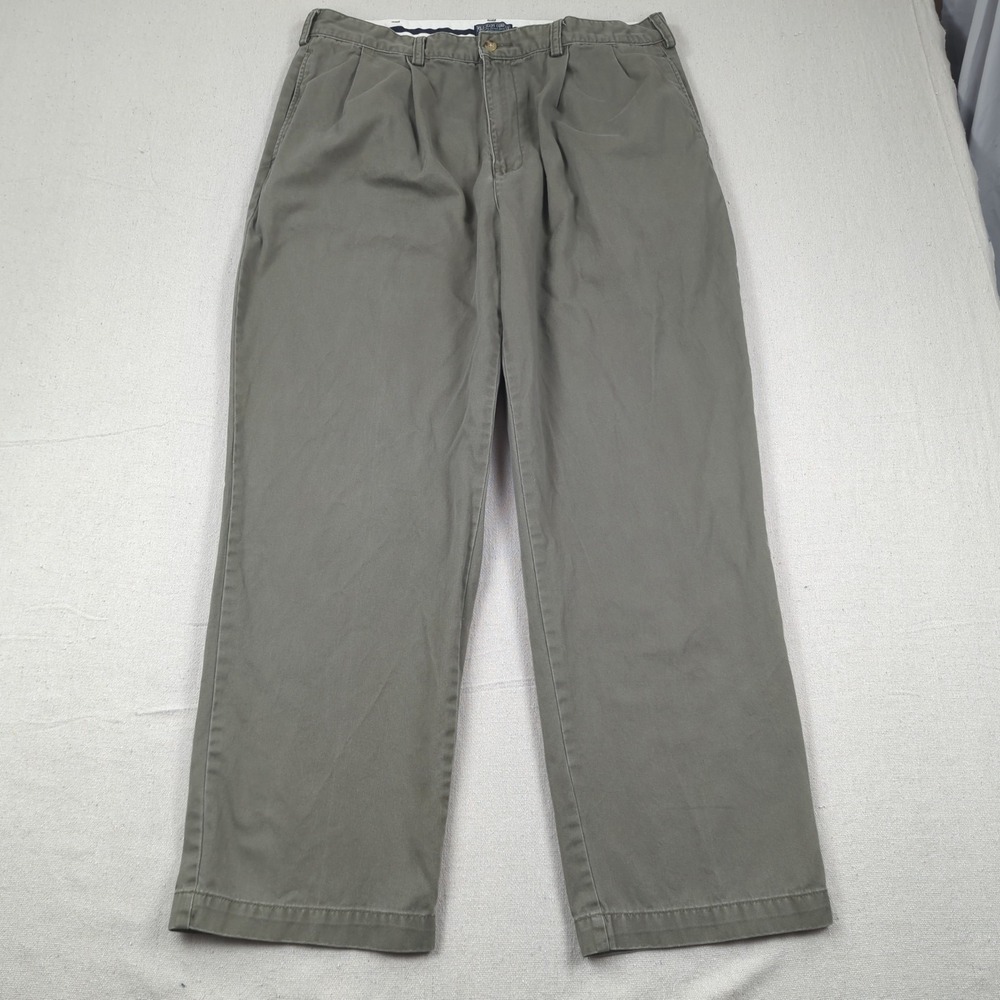 Vintage Polo Jeans Co Pants‎ Mens 38x30 Khaki Pleated Preppy Ralph Lauren